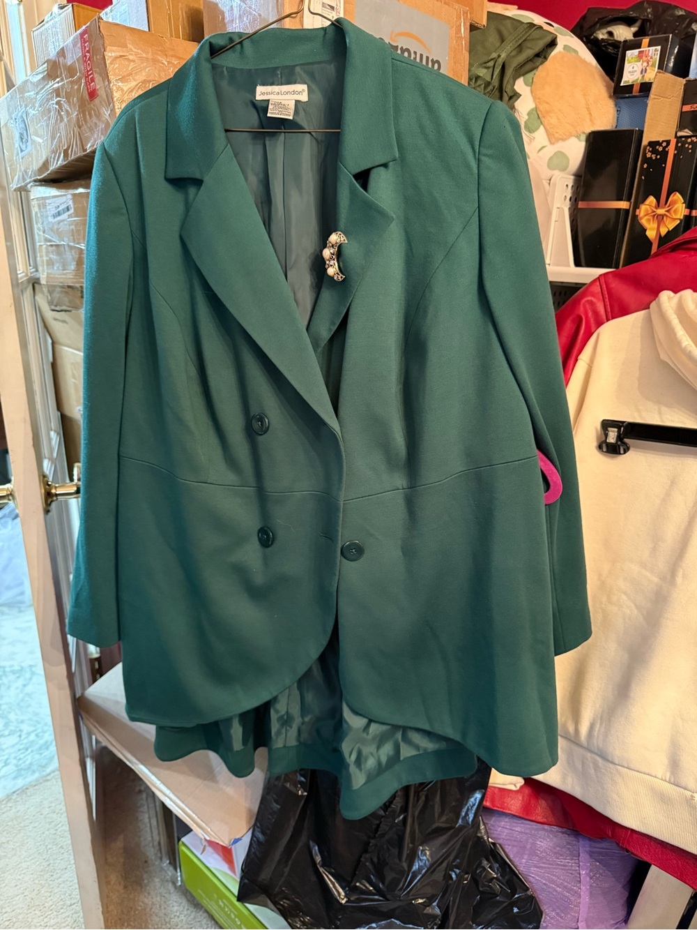 Jessica London Teal Green Double-Breasted Blazer Jacket